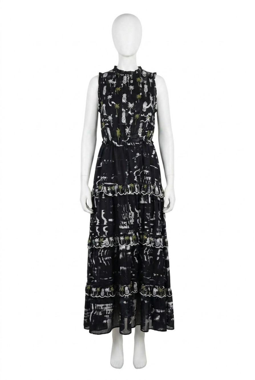 NEW EMILY LOVELOCK rachel maxi pineapple print dress